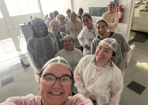 Students take a selfie in a Biomedicine Lab