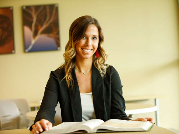 An adult student studying