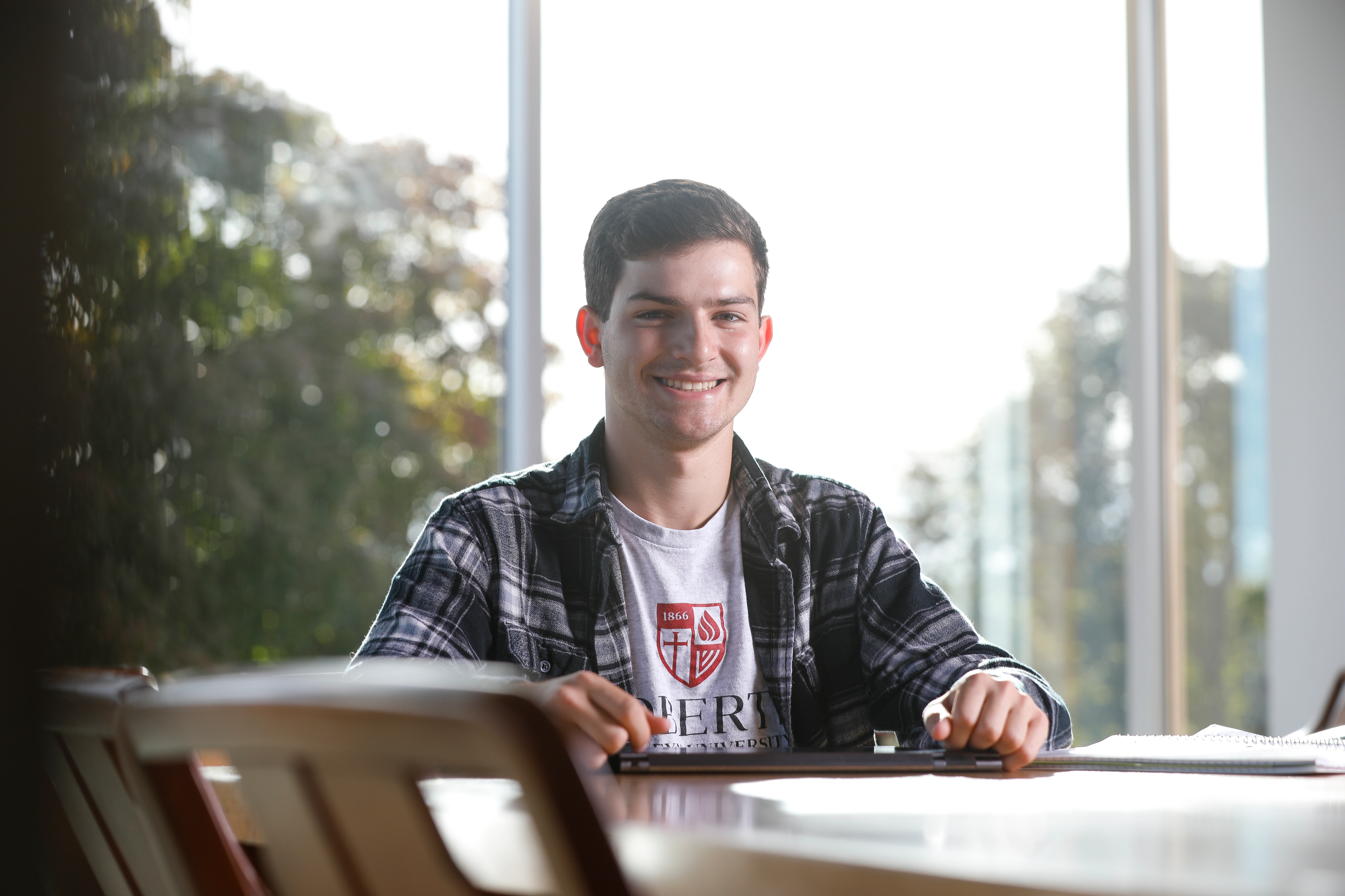A student studying at Roberts